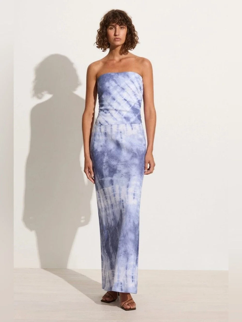Faithfull The Brand Davina Bias Cut Linen Maxi Skirt Ceira Slate Tie Dye M
